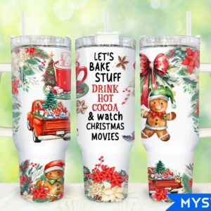 Christmas Hot Cocoa Custom Stanley Quencher 40oz Stainless Steel Tumbler With Handle