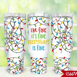 Christmas Lights Custom Stanley Quencher 40oz Stainless Steel Tumbler With Handle