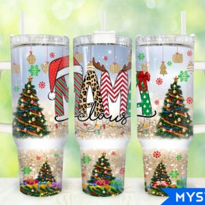 Christmas Mama Claus Custom Stanley Quencher 40oz Stainless Steel Tumbler With Handle