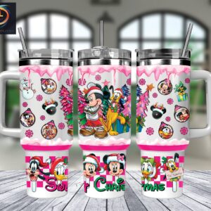 Christmas Mickey And Friends Disney Cartoon Custom Stanley Quencher 40oz Stainless Steel Tumbler With Handle