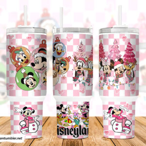 Christmas Mickey And Friends Disney Cartoon Custom Stanley Quencher 40oz Stainless Steel Tumbler With Handle