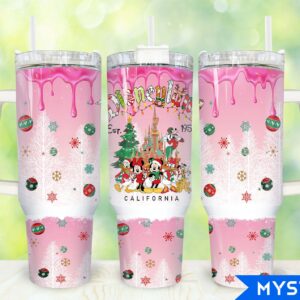 Christmas Mickey And Friends Disney Cartoon Custom Stanley Quencher 40oz Stainless Steel Tumbler With Handle