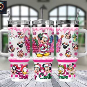 Christmas Minnie And Friends Disney Cartoon Custom Stanley Quencher 40oz Stainless Steel Tumbler With Handle