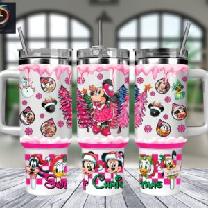 Christmas Minnie And Friends Disney Cartoon Custom Stanley Quencher 40oz Stainless Steel Tumbler With Handle