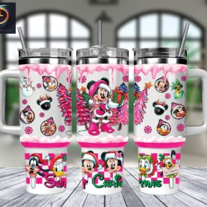 Christmas Minnie And Friends Disney Cartoon Custom Stanley Quencher 40oz Stainless Steel Tumbler With Handle