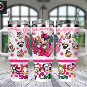 Christmas Minnie And Friends Disney Cartoon Custom Stanley Quencher 40oz Stainless Steel Tumbler With Handle