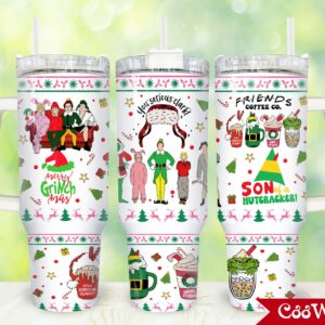 Christmas Movies Movies Custom Stanley Quencher 40oz Stainless Steel Tumbler With Handle