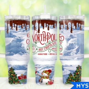 Christmas North Pole Custom Stanley Quencher 40oz Stainless Steel Tumbler With Handle