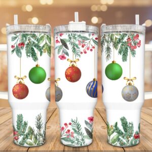 Christmas Ornaments Custom Stanley Quencher 40oz Stainless Steel Tumbler With Handle