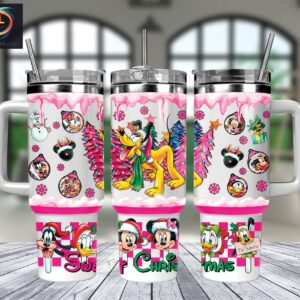 Christmas Pluto And Friends Disney Cartoon Custom Stanley Quencher 40oz Stainless Steel Tumbler With Handle