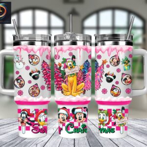 Christmas Pluto And Friends Disney Cartoon Custom Stanley Quencher 40oz Stainless Steel Tumbler With Handle