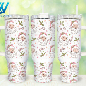 Christmas Santa Claus Custom Stanley Quencher 40oz Stainless Steel Tumbler With Handle