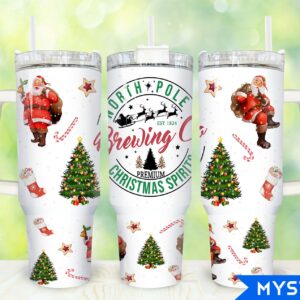 Christmas Santa Claus Custom Stanley Quencher 40oz Stainless Steel Tumbler With Handle
