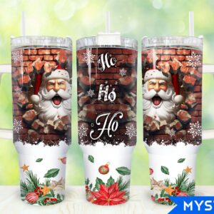 Christmas Santa Claus Custom Stanley Quencher 40oz Stainless Steel Tumbler With Handle