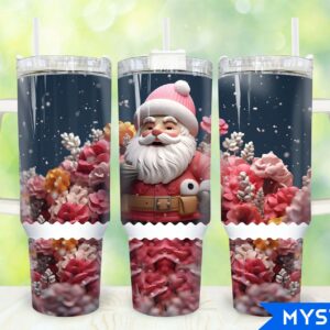 Christmas Santa Claus Custom Stanley Quencher 40oz Stainless Steel Tumbler With Handle