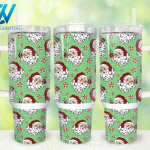Christmas Santa Claus Custom Stanley Quencher 40oz Stainless Steel Tumbler With Handle