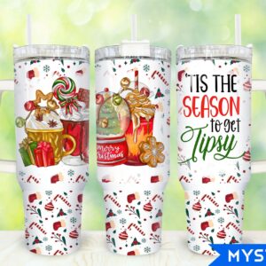 Christmas Season Custom Stanley Quencher 40oz Stainless Steel Tumbler With Handle