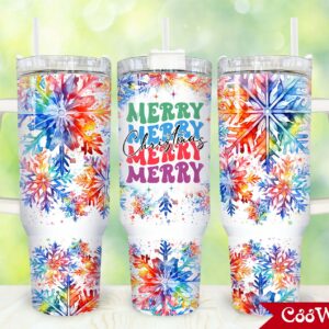 Christmas Snowflakes Custom Stanley Quencher 40oz Stainless Steel Tumbler With Handle