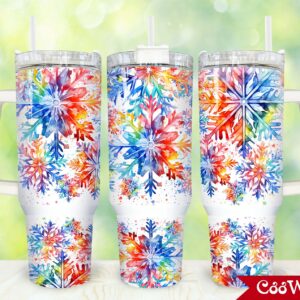 Christmas Snowflakes Custom Stanley Quencher 40oz Stainless Steel Tumbler With Handle