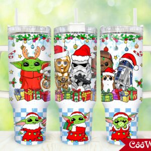 Christmas Star Wars Movies Custom Stanley Quencher 40oz Stainless Steel Tumbler With Handle