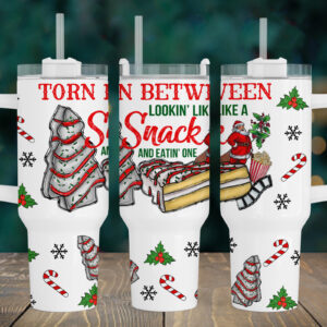 Christmas Tree Cake Funny Quote Custom Stanley Quencher 40oz Stainless Steel Tumbler With Handle