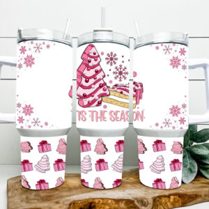 Christmas Tree Cakes Custom Stanley Quencher 40oz Stainless Steel Tumbler With Handle