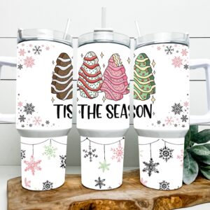 Christmas Tree Cakes Custom Stanley Quencher 40oz Stainless Steel Tumbler With Handle