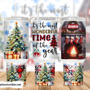 Christmas Tree Custom Stanley Quencher 40oz Stainless Steel Tumbler With Handle