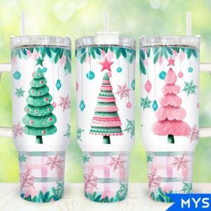 Christmas Trees Custom Stanley Quencher 40oz Stainless Steel Tumbler With Handle