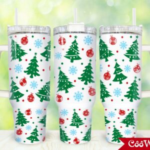 Christmas Trees Custom Stanley Quencher 40oz Stainless Steel Tumbler With Handle