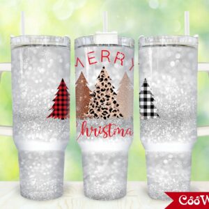 Christmas Trees Custom Stanley Quencher 40oz Stainless Steel Tumbler With Handle