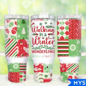 Christmas Winter Wonderland Custom Stanley Quencher 40oz Stainless Steel Tumbler With Handle