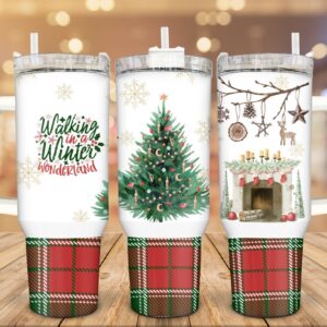 Christmas Winter Wonderland Custom Stanley Quencher 40oz Stainless Steel Tumbler With Handle