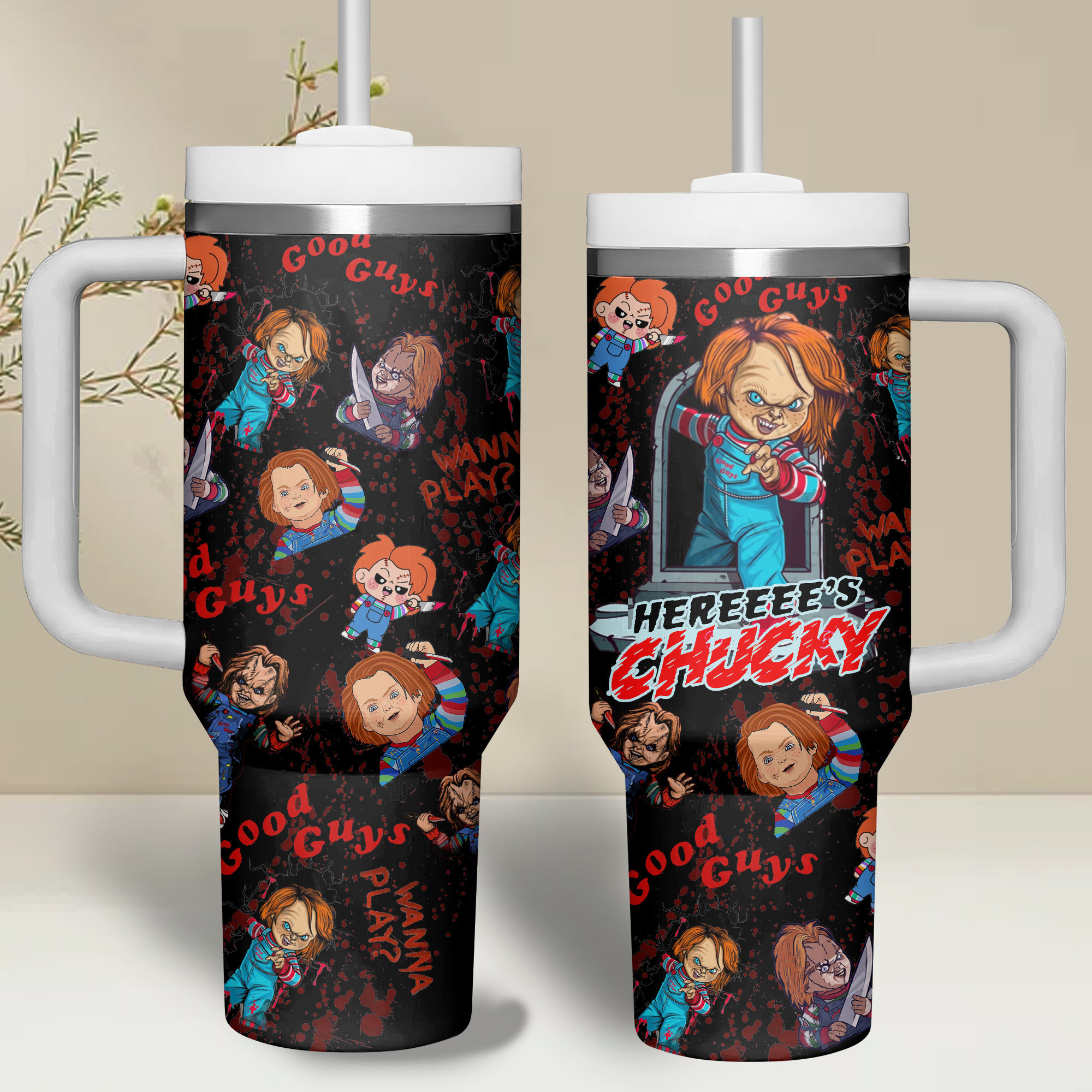 Chucky TV Series Custom Stanley Quencher 40oz Stainless Steel Tumbler With Handle