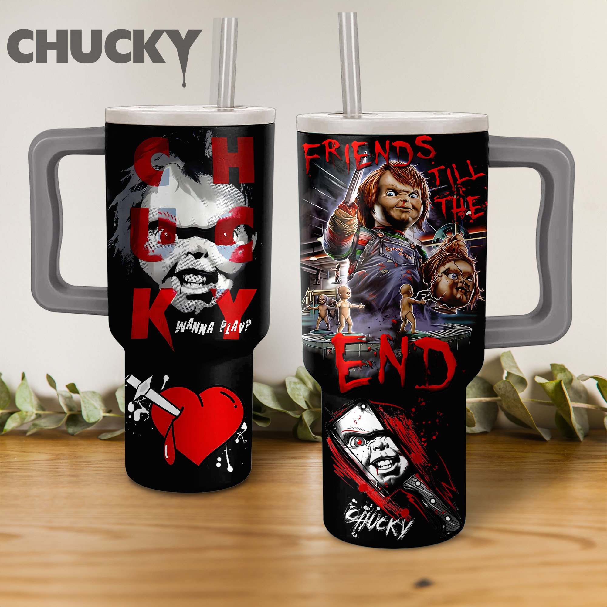 Chucky TV Series Custom Stanley Quencher 40oz Stainless Steel Tumbler With Handle