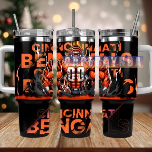 Cincinnati Bengals Custom Stanley Quencher 40oz Stainless Steel Tumbler With Handle