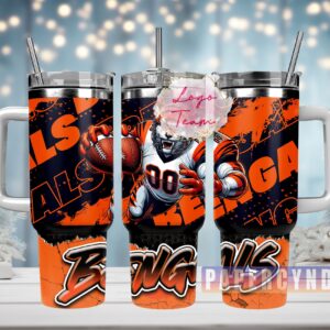 Cincinnati Bengals Custom Stanley Quencher 40oz Stainless Steel Tumbler With Handle