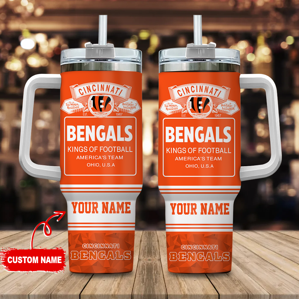 Cincinnati Bengals NFL Bud Light Custom Stanley Quencher 40oz Stainless Steel Tumbler With Handle