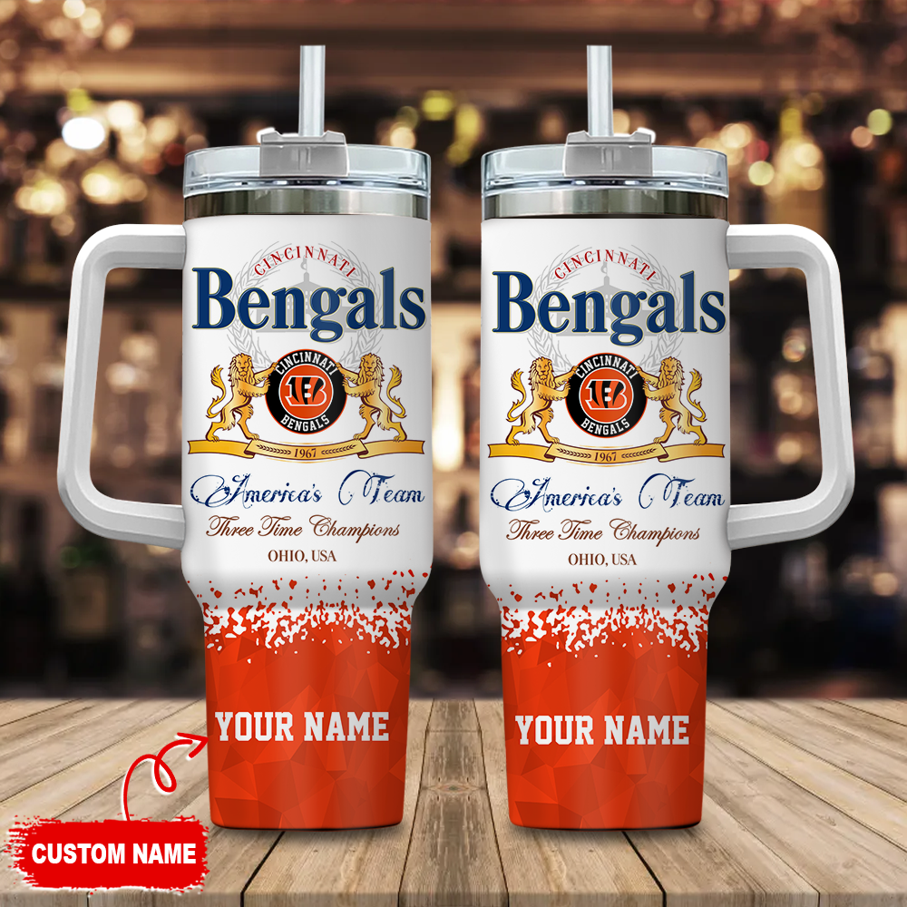 Cincinnati Bengals NFL Champions Modelo Custom Stanley Quencher 40oz Stainless Steel Tumbler With Handle