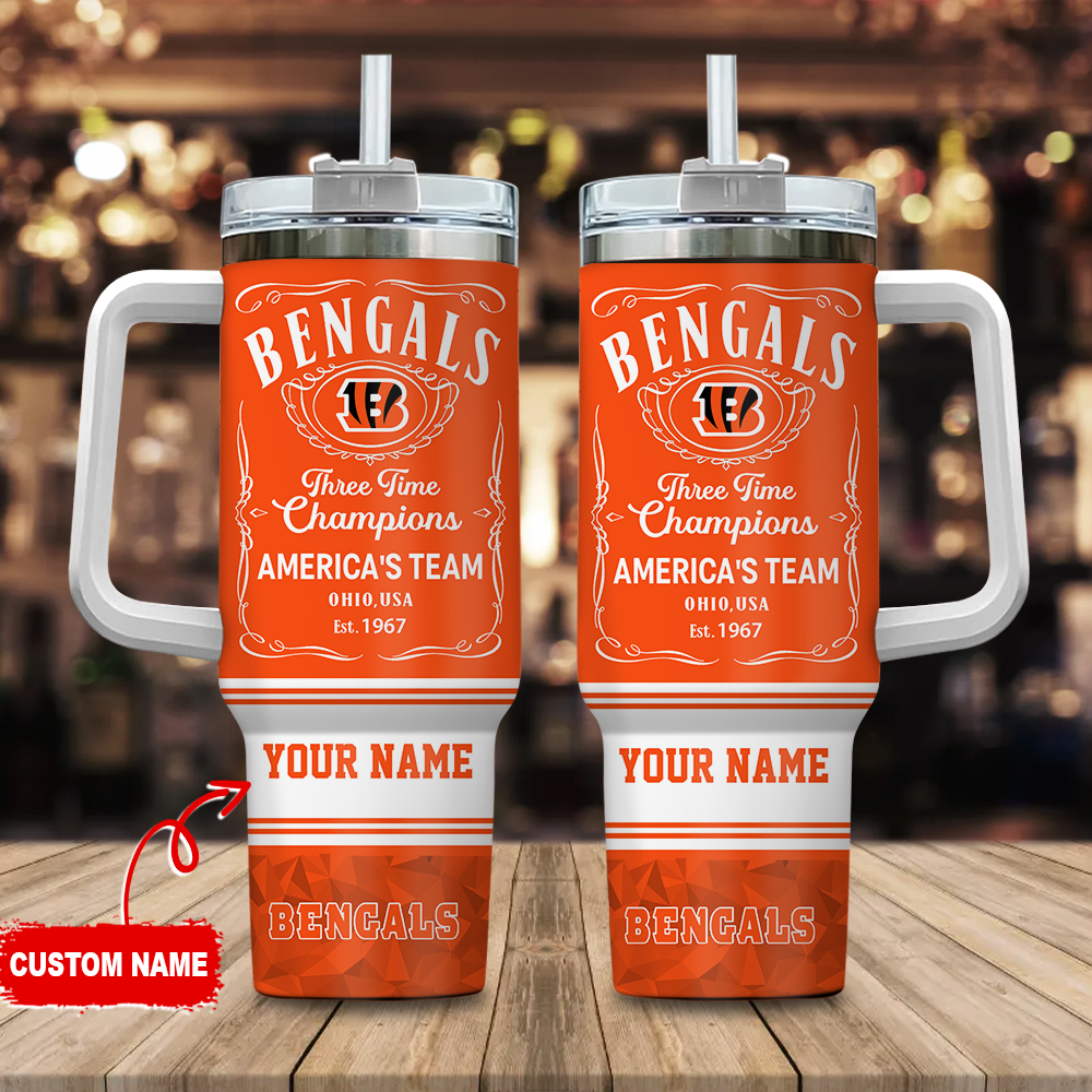 Cincinnati Bengals NFL Custom Stanley Quencher 40oz Stainless Steel Tumbler With Handle