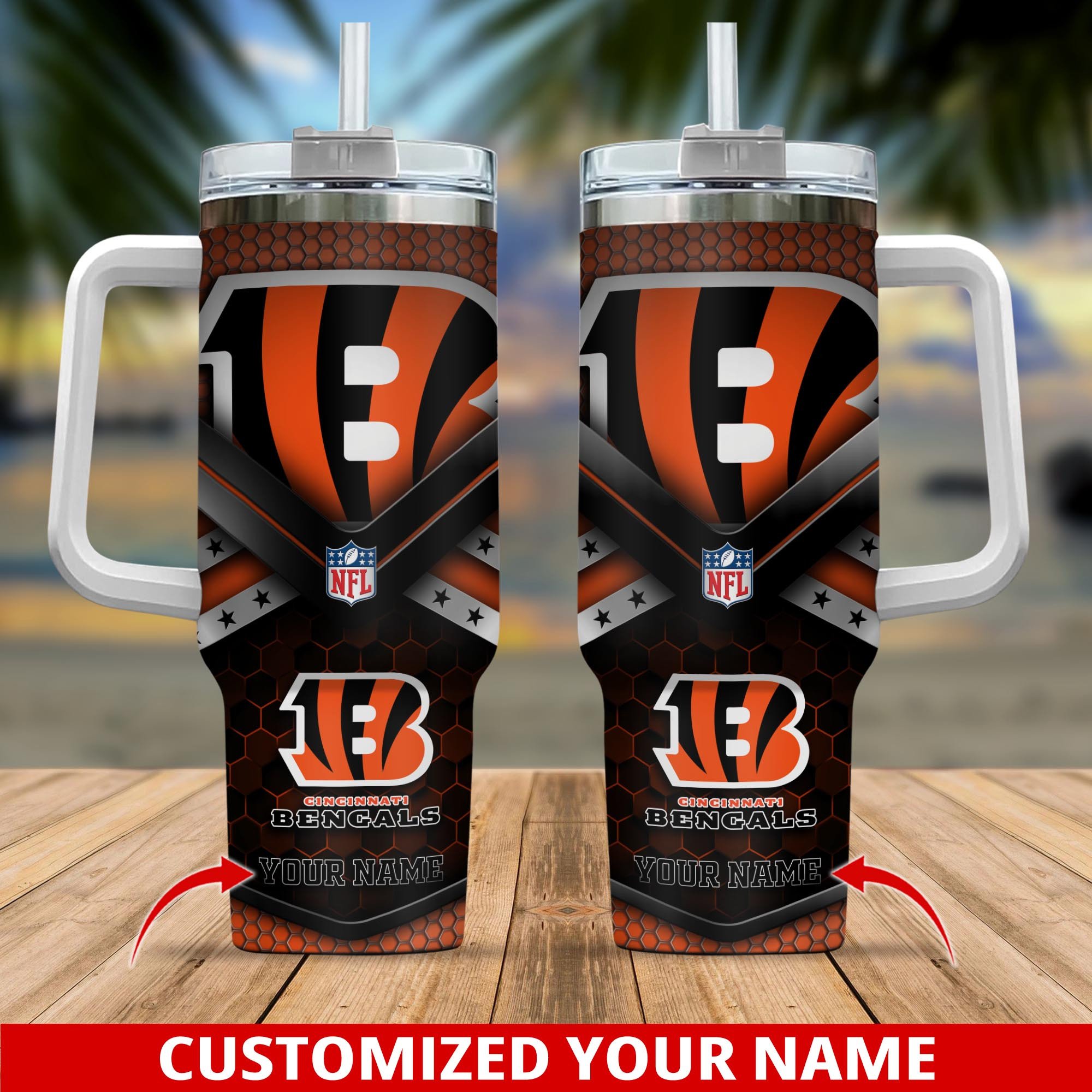 Cincinnati Bengals NFL Custom Stanley Quencher 40oz Stainless Steel Tumbler With Handle
