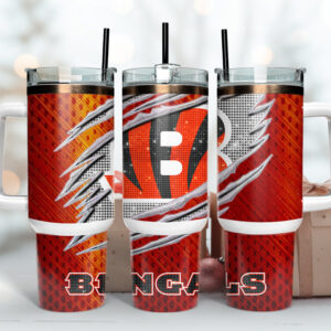 Cincinnati Bengals NFL Custom Stanley Quencher 40oz Stainless Steel Tumbler With Handle