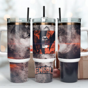 Cincinnati Bengals NFL Custom Stanley Quencher 40oz Stainless Steel Tumbler With Handle