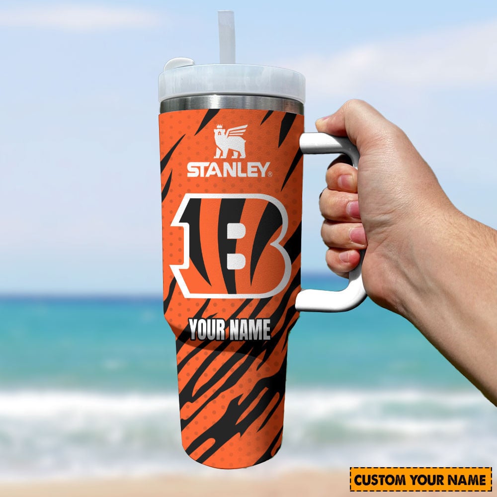 Cincinnati Bengals NFL Custom Stanley Quencher 40oz Stainless Steel Tumbler With Handle