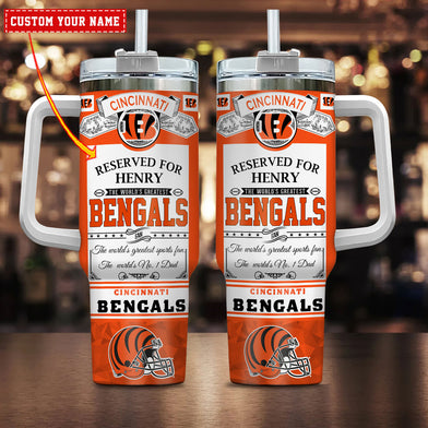 Cincinnati Bengals NFL Custom Stanley Quencher 40oz Stainless Steel Tumbler With Handle