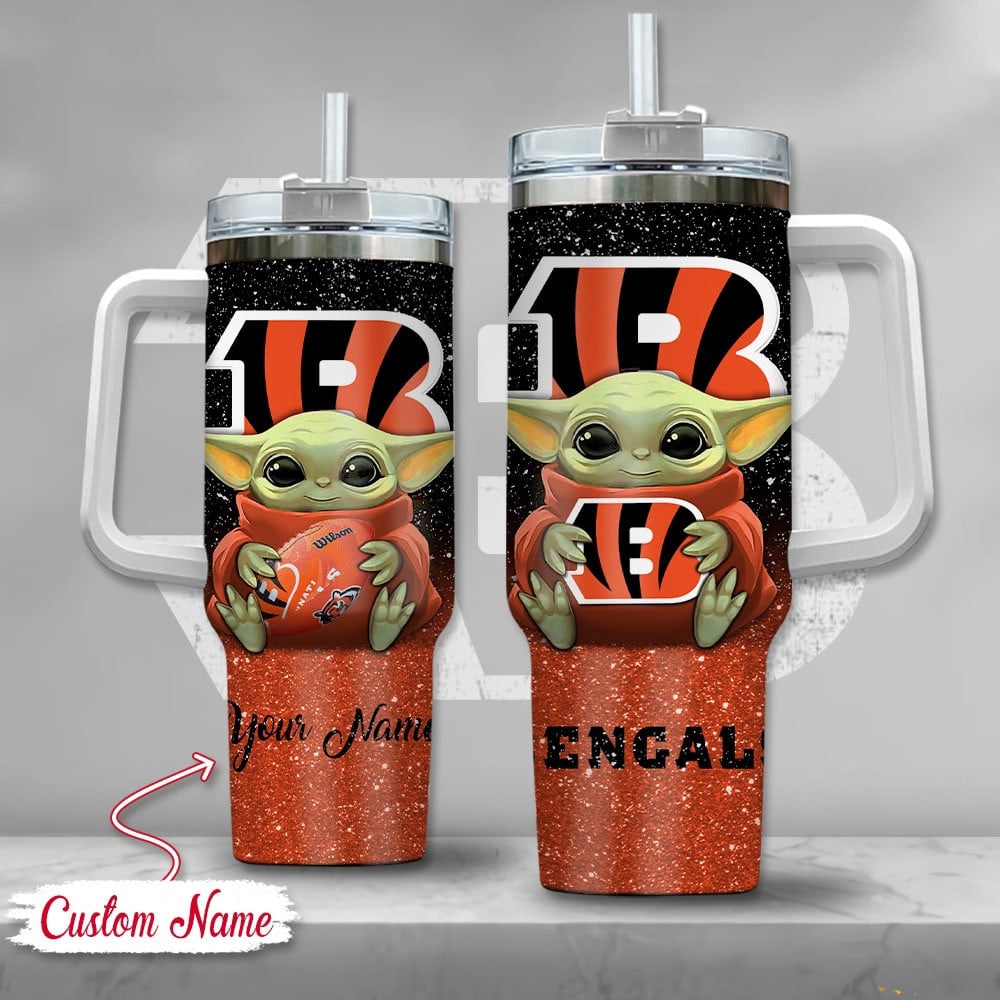 Cincinnati Bengals NFL Custom Stanley Quencher 40oz Stainless Steel Tumbler With Handle