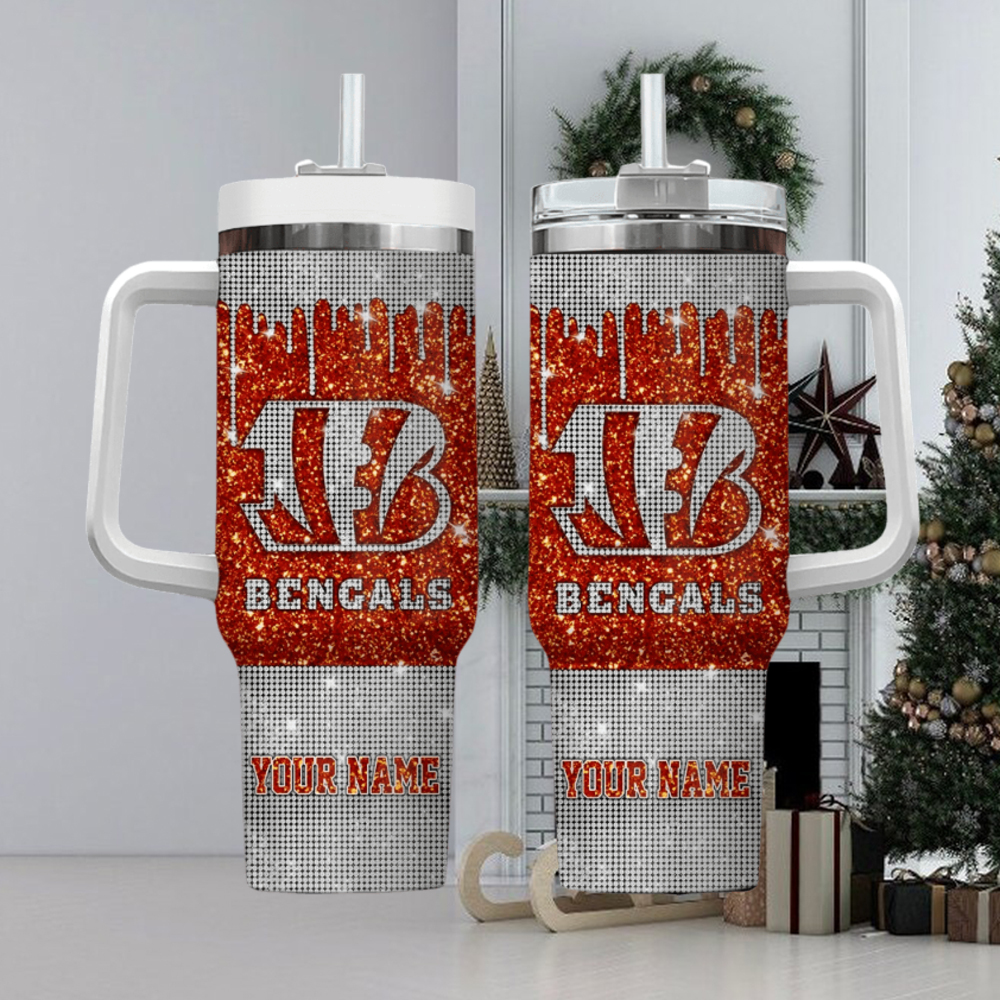 Cincinnati Bengals NFL Custom Stanley Quencher 40oz Stainless Steel Tumbler With Handle