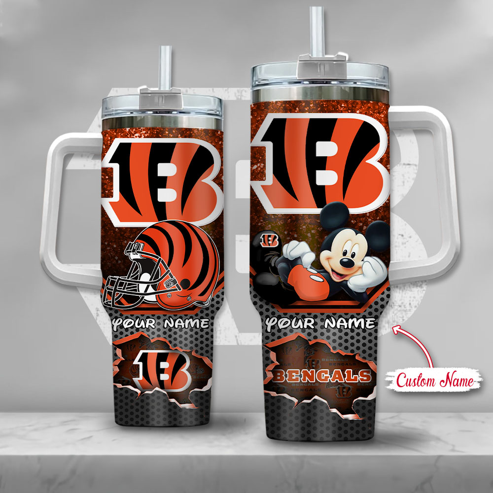 Cincinnati Bengals NFL Custom Stanley Quencher 40oz Stainless Steel Tumbler With Handle