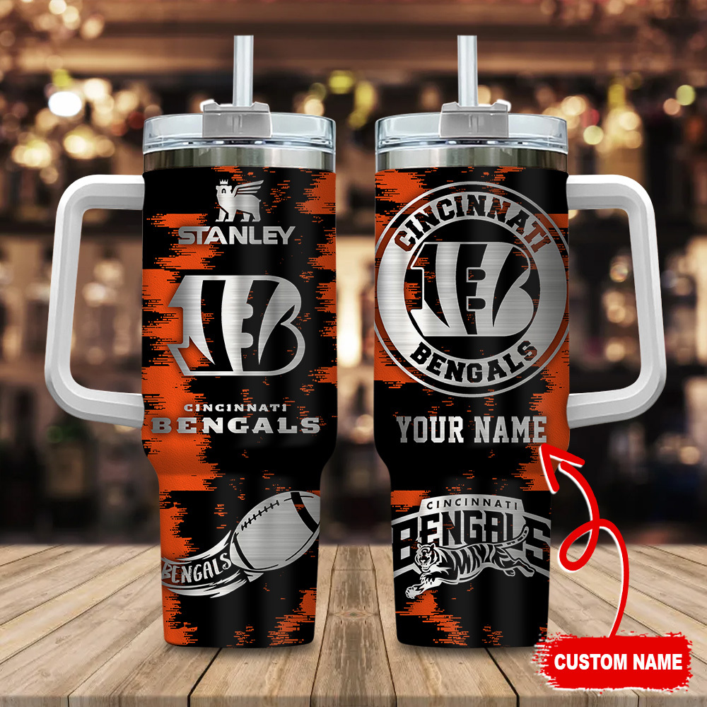 Cincinnati Bengals NFL Custom Stanley Quencher 40oz Stainless Steel Tumbler With Handle