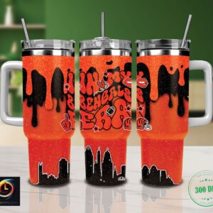 Cincinnati Bengals NFL Glitter Custom Stanley Quencher 40oz Stainless Steel Tumbler With Handle